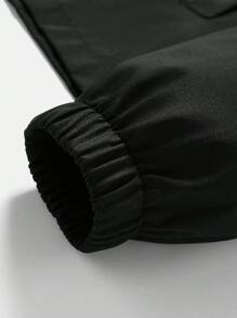 Manfinity Homme 男士长袖连帽拉链户外防风夹克，黑色战术夹克，秋季款 - 軍綠色 - 查看 5