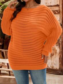 EMERY ROSE Pullover ample à manches chauve-souris de couleur unie pour femmes grande taille