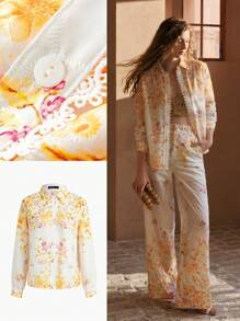 MOTF PREMIUM FLORAL PRINT EYELET EMBROIDERY SHIRT - Multicolor - View 7