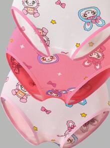 6 件套少女可爱心形格子印花内裤，100% 纯棉连帽内衣，/青春期前 V 返校时尚 - 彩色 - 查看 6