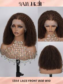 Density Pro 4# 非洲卷发 13x4 蕾丝前假发 真人发质假发 弹性卷发假发 200% 密度蕾丝前假发 女士适用 - S4 - 查看 1