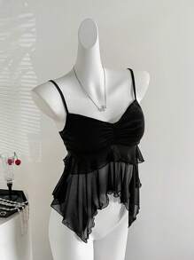 Sweetra Y2K 性感荷叶边不对称吊带背心