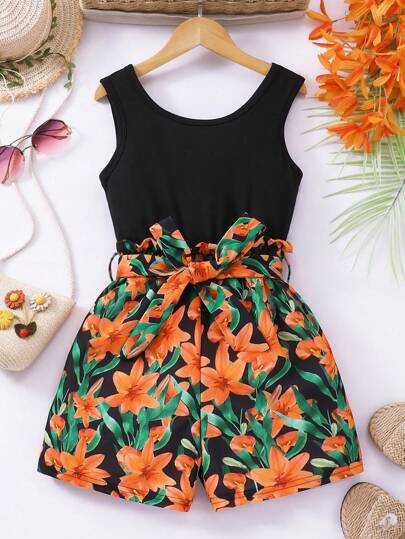 Tween Girls' Fashionable Summer Sleeveless Romper