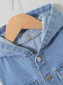 SHEIN Young Boy Blue Denim Sleeveless Hooded Vest