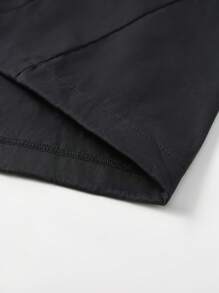 Manfinity EZcore 加大码男士长袖字母印花休闲宽松连帽夹克，黑色连帽衫，街头风，秋季款 - 黑色 - 查看 3