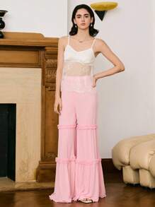 Moireta Quần ống loe ren quyến rũ dành cho nữ trưởng thành, mùa thu - Màu xanh lam - Xem 4