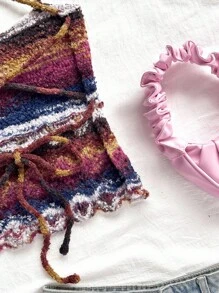 Soleia 复古休闲渐变棕色吊带背心露背系带针织毛衣上衣 - 彩色 - 查看 5