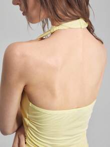 Ontre 2025 Sommer & Herbst Damen Lässig einfarbiges Trägertop mit Rückenausschnitt, enge Passform, elegantes ärmelloses Shirt für Musikfestivals, Partys, Basics, Schulterfreie Bluse, Business Lässig