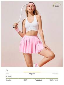 CourtClass Women's Pieced Elastic Waist Pleated Sports Mini Skirt, Summer - Pink - View 4