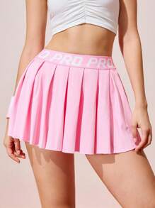 CourtClass Women's Pieced Elastic Waist Pleated Sports Mini Skirt, Summer - Pink - View 7