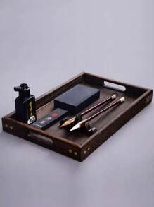 1 件木制托盘，矩形木制嵌套托盘，装饰性托盘拼盘，适合床上早餐、午餐、晚餐、露台、脚凳、咖啡桌、派对、盂兰盆节 - 紫紅色 - 查看 8