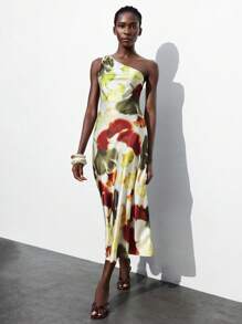 Maija 秋季女士枫叶印花度假风无袖连衣裙，优雅夏威夷风格连衣裙，适合婚礼宾客，性感派对礼服，生日礼服