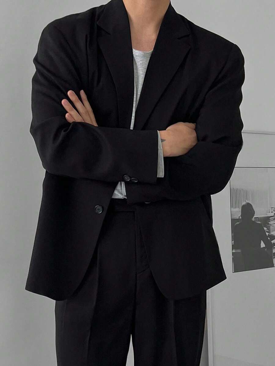 DAZY Men's Black Business Suit Jacket, Spring/Autumn Business Attire - Black - View 1