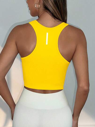 Core Rhythm Reflective Stripe High Stretch Seamless Cropped Sports Tank Top Yellow Sports Top Yellow Workout Top Women Sport Crop Top Shirt Yellow Crop Top Workout Crop Top Yellow Sports Bra Women Yellow Crop Top Yellow Yoga Top Women Sports Crop Top Women Yellow Activewear Top