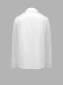 INAWLY Women's Solid Color Twisted Casual Long Sleeve Regular Jacket - White - View 4