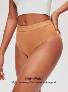 LUVLETTE 3-Pack Airy Cotton BasicHigh-Waist High-Leg Cheeky Panties Women Underwear Also Suitable For Teen Girl & Young & Kid - Multicolor - View 3