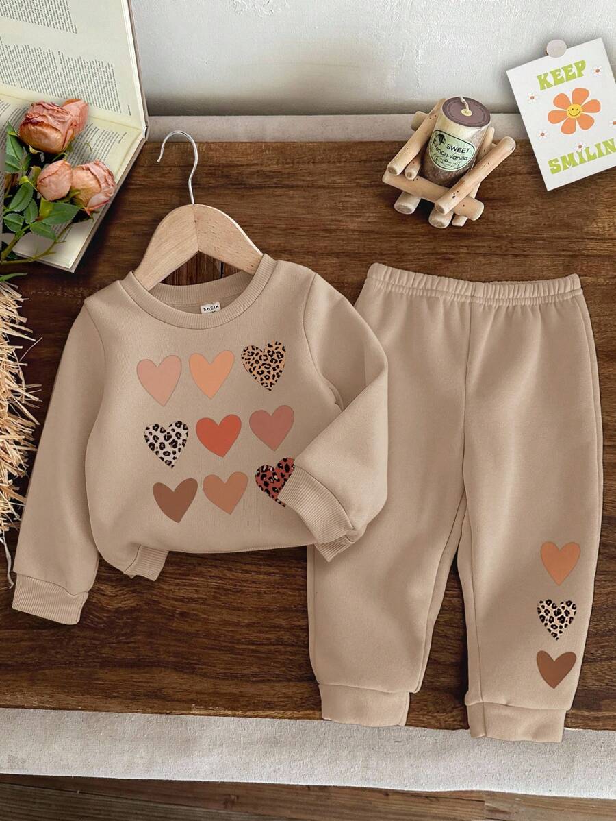 SHEIN Baby Mädchen lässig minimalistischer gestrickter, weicher und locker sitzender Kapuzenpullover-Trainingsanzug, geeignet für Herbst/Winter