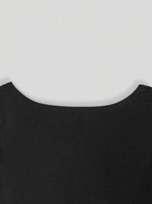INAWLY Women's Sexy Solid Backless Slim Crop Short Long Sleeve T-Shirt - Black - View 5