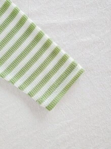 SHEIN Vintaside Kids Baby/Toddler Girls 0-3Y Spring/Summer Casual Home & Outdoor Cute Fruit Pear Print Crew Neck Long Sleeve Sweatshirt + Ribbed Leggings 2Pcs Outfits Set Fall Winter - Green - View 8