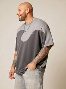 EASEVO Camiseta de punto de manga corta con bloques de color informal para hombre talla grande, adecuada para el verano