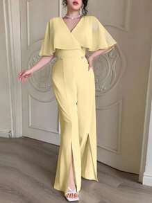 Modelyn Fashionable Minimalist Light Yellow Women's Jumpsuit - Yellow - View 6