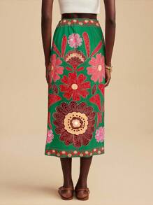 Travachic 女士休闲花卉印花系带裹膝裙，度假风格