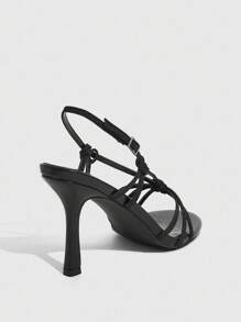 CUCCOO SZL Women's Black Elegant French-Style Peep Toe Thin Straps High Heel Sandals For Summer - Black - View 11