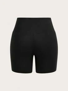 SHEIN EZwear 2 件黑色和橄榄绿色女士紧身休闲短款打底裤，适合夏季 - 彩色 - 查看 6