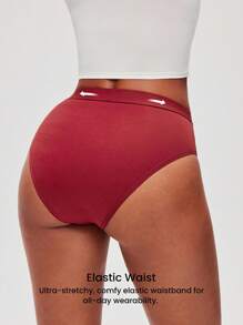 LUVLETTE 3条装透气纯棉高腰高衩性感三角裤，女士内裤，也适合青少年女孩、年轻女孩和儿童，圣诞节和新年睡衣款式 - 彩色 - 查看 2