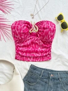 Soleia 女士度假白色针织纹理紧身胸衣上衣，带金属心形镂空装饰，修身剪裁，适合派对、约会、下午茶、海滩、音乐节 - 彩色 - 查看 6