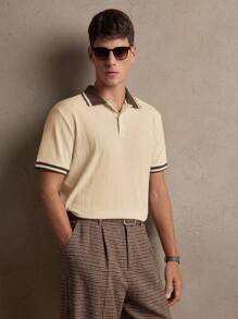 AKNOTIC Camisa polo de manga corta de ajuste ceñido con textura blanca "Old Money" de moda casual para hombre, adecuada para uso diario, ir al trabajo, primavera/verano, vacaciones, fiestas, bodas, parejas, regalo para novio, ropa de playa