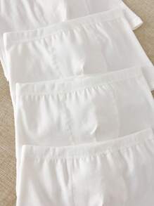4pcs/Pack Boys' Solid White Simple Casual Breathable Cotton Briefs Underwear Cotton Underwear Kids Cotton Boxer Briefs Fall Winter - White - View 4