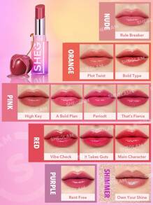 SHEGLAM Mirror Kiss High-Shine Lipstick-Own Your Shine 12 Colors High Gloss Shine Glitter Lipstick Moisturizing Reduce Lip Fine Lines Lip Balm Lip Makeup Graduation Birthday Holiday Summer Fall Autumn Y2K Fancy Fashion Women Makeup Cosmetic Party Beach Travel Camping Outdoors School Campus Trip Festivals Decor Gift Present Rose Girl Cosplay Best Color Charm Vibe