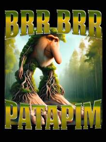 Men's Regular Brr Brr Patamin Italy Brainrot Unisex T-Shirt, Italy Brainrot Shirt, Brainrot Vintage Bootleg Shirt, Unhinged Clothes, Weird Tee Casual American Minimalist Men's Graphic Print Short Sleeve Crew Neck T-Shirt - Black - View 3