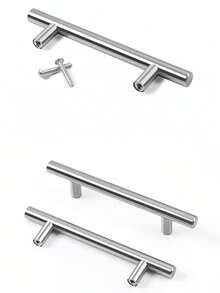 1/4 件银色不锈钢橱柜拉手，现代厨房和浴室橱柜抽屉门五金替换拉手 - 銀色 - 查看 4
