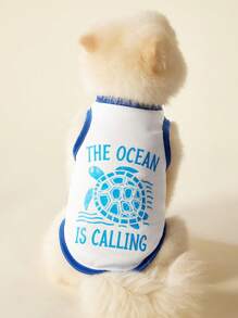 PETSIN 2pc Pet Cat Dog Universal Turtle Cartoon Print Summer Vacation Style Casual Comfortable Breathable Dog Vest - Multicolor - View 2