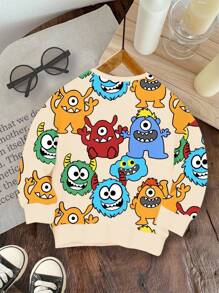 男童休闲宽松圆领舒适针织长袖运动衫，适合秋冬季 - 彩色 - 查看 2