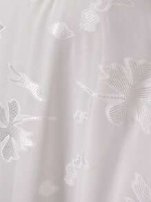 Aveloria 法式复古优雅浪漫约会夜礼服，奢华设计，压花叶贴花，露肩荷叶边多层雪纺连衣裙，束腰显瘦效果 - 白色 - 查看 8