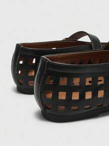 CUCCOO BIZCHIC 复古玛丽珍鞋，女士平底空心鞋，柔软舒适时尚，适合所有季节，秋冬 - 黑色 - 查看 8