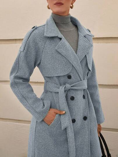 CLARA VERO Plus Size Women Raglan Sleeve Long Woolen Coat With Pockets And Belt, Autumn/Winter Long Coat Long Coats For Women Trench Coat Women Long Jacket For Women Double Breasted Coat Womens Coat Womens Long Coat Long Coat For Women Long Coat Women Long Jacket Women Womens Long Coats Long Belted Coat For Women