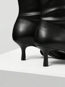 MOTF 女士高跟尖头中筒靴 - 黑色 - 查看 4