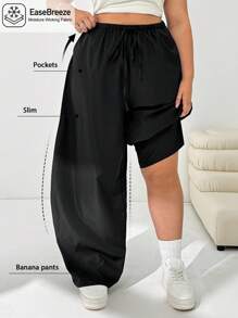 Solflare 女士大码休闲黑色阔腿裤