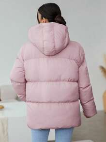 EURMUSE Women'S Pink Hooded Warm Padded Coat - Pink - View 2