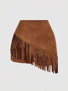 SHEIN MOD Bộ đồ tua rua da lộn nâu 2 món cỡ lớn cho nữ, Trang phục lễ hội âm nhạc, Phong cách miền Tây, Trang phục miền Tây, Trang phục hòa nhạc ven biển, Trang phục sa mạc, Bộ đồ nghỉ lễ hai món, Dành cho đi chơi - Lạc đà - Xem 6