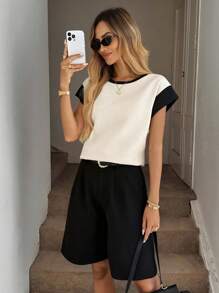 Easowa 女士顏色拼接休閒t卹 - 彩色 - 查看 5