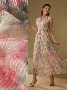 MOTF PREMIUM Kleid mit Allover-Muster und Gürtel