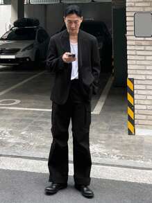 DAZY Men's Black Business Suit Jacket, Spring/Autumn Business Attire - Black - View 5