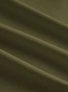 SHEIN MOD Vestido verde militar acanalado con decoración de botón metálico ajustado - Verde militar - Ver 4