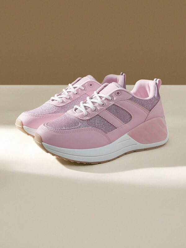 CUCCOO EASI Zapatillas casuales de mujer con cuña kaki, suela gruesa y punta redonda