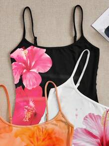 3 件套青少年女孩修身休闲运动背心紧身背心套装 - 彩色 - 查看 5